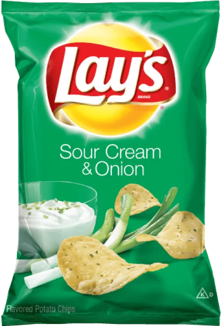 A fresh bag of Lay's Sour Cream and Onion chips, one of the many popular snacks we stock weekly for your break room.